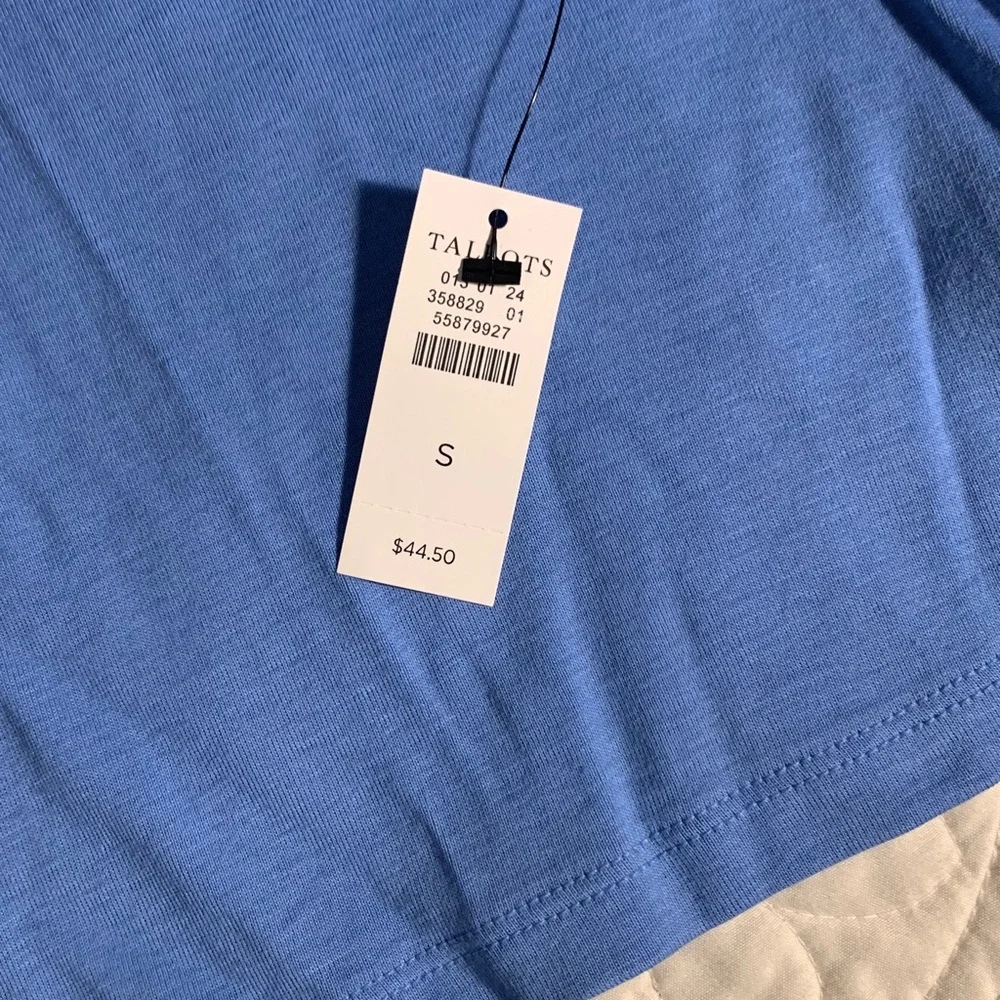 Talbots Women's Long Sleeve Boatneck Top - Cornflower Blue - Picture 3 of 7
